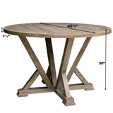 ZUN Modern Farmhouse Round Dining Table 45.7inch Solid Wood Rubberwood Antique Finishing Rustic Look W2537P168454