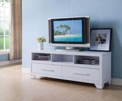ZUN 60" TV Stand, Home Entertainment Console with 2 Drawers,3 Shelves in White B107130985