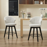 008-Set of 2 Counter Height Swivel Bar Stools, Chenille Upholstered Chairs with Wide Backrest for W2636P239835
