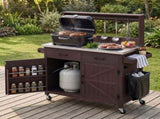 54.1" Outdoor Kitchen Island with High Shelf, Large Outdoor Potting Bench Table with Stainless Steel 39311171