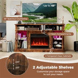 58" TV Stand with RGB Fireplace Rustic Brown- Smart App Remote Control, 4777 BTU Heater 89848324