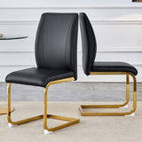 ZUN Luxury Simple Arch Chair - Set of 2 BLACK PU Material High Resilience Dining Chair with Arched Metal W1151P154874