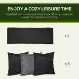 3-Seat Patio Swing Chair, Porch Swing Glider with Cushion, 3 Throw Pillows & Adjustable Canopy for W2225142468