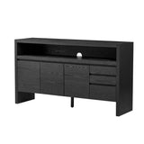 U_Style 60" 3-Door Sideboard with 3 Drawers - Modern Solid Ash Veneer MDF Sideboard, Semi-Open Shelf N711P289141B