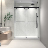 6076 Inch North American Frameless Double Sliding Matte Black Shower Door With Adjustable Soft W2517P280671
