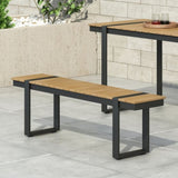 ZUN Outdoor Dining Bench, Gray + Natural 70498.00GRY