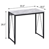 ZUN Antique White and Black 35.5" Writing Desk with Metal Sled Base B062P184522