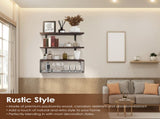 2 in 1 Floating Shelves with Storage Basket, Sturdy Paulownia Wood Wall Shelves for Bathroom Living 04949736