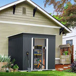 ZUN 4.2 x 9.1 Ft Outdoor Storage Shed, Metal Tool Shed with Lockable Doors Vents, Utility Garden Shed W2181P160699