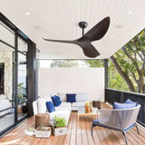 ZUN Modern 52 Inch Indoor Ceiling Fan No Light With 6 Speed Remote Control 3 ABS Blade Reversible DC W934P207799