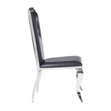 Set of 2 Side Chairs with PU Padded Seat and Back, Black and Chrome B016P315212