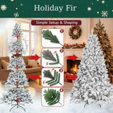 4FT Flocked Christmas Tree with 21 Natural Pinecones, 366 Branch Tips Artificial Plant Tree Full 75093809