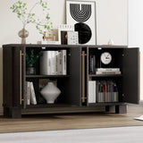 TREXM Wood Traditional Style Sideboard with Adjustable Shelves and Gold Handles for Kitchen, Dining N715P232696N
