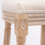 French Country Wooden Barstools With Upholstered Seating , Beige and Natural ,Set of 2 W162290983