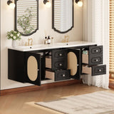 30" Bathroom Vanity with Ceramic Sink, Mid-Century Bathroom Vanity Cabinet with 2 Drawers, Bathroom N710P265954B
