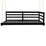 TOPMAX Country Patio Wooden Twin Size Swing Daybed Porch Swing Frame with 4pcs 96-inch Hemp Ropes N717P265856B