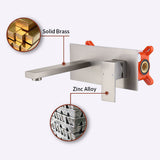 Wall Mount Faucet for Bathroom Sink or Bathtub, Single Handle2 Holes Brass Rough-in Valve Included, 70008016