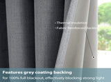2pcs dark grey 100% blackout curtains with snap-on top, suitable for hanging use. They have 81523922