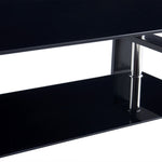 ZUN 110*60*45.5cm Double-Glazed Dining Table Stainless Steel Table Legs 14706265