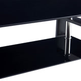 ZUN 110*60*45.5cm Double-Glazed Dining Table Stainless Steel Table Legs 14706265