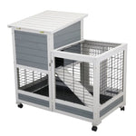 ZUN Wooden Rabbit Hutch, Outdoor Pet Bunny House Wooden Cage with Ventilation Gridding Fence, Openable W2181P155564