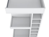 White Corner Bar Cabinet with Wine Rack and Open Shelf B062P290258