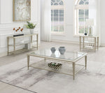 ZUN ACME Zaba Sofa Table, Glass & Champagne Finish LV02787