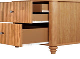 Fluted Nightstand, 21.65" Wide Side Table with 3 Drawers, Mid Century Modern Wood NightStand with W1716P409479