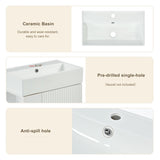 21.6" white Bathroom vanity, Combo Cabinet, Bathroom Storage Cabinet, Single Ceramic Sink, Right 79483389