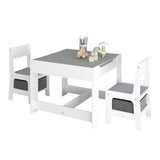 Kids Table and Chair Set, 3 in 1 Wooden Activity Table with Storage Drawer for Toddlers Drawing, 99413075