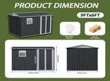 9x6 FT Metal Garden Shed with 1 Windows for Outdoors Patio Hinge Doors Storage Sheds 51599934