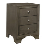 ZUN Gray Finish 3-Drawers Nightstand with 2 USB Ports Transitional Bedroom Furniture 1pc Bedside Table B011P172005