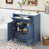 30'' Bathroom Vanity with Ceramic Sink,Solid Wood Frame Bathroom Storage Cabinet with Soft Closing N710P252113C