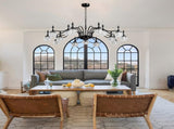 15 Lights Black Vintage Crystal Chandelier Farmhouse Round Hanging Light Fixture for Dining Room 47680282