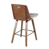 Corazza Mid-Century Modern Counter Stool in Walnut Wood and Light Grey Fabric by LumiSource B202P222364
