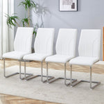 ZUN Set of 4 dining white dining chair set, PU material high backrest seats and sturdy leg W1151P203801