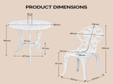 3 PCS Outdoor Set, All-Weather Cast Aluminum Rose Table and Chairs Set of 2, Patio 58855132