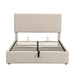 ZUN Full size Upholstered Platform bed with a Hydraulic Storage System - Beige 27015189