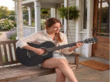 38 Inch Acoustic Guitar for Beginners, JF Body Shape, Basswood Folk Guitar in Matte Black, 6-String 06386937
