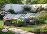 4 x 2 x 3 FT 3-in-1 Galvanized Raised Garden Bed with PVC Greenhouse Cover, Metal Elevated Planter 12288308