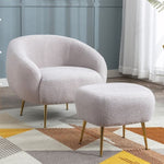 ZUN Orisfur. Modern Comfy Leisure Accent Chair, Teddy Short Plush Particle Velvet Armchair with Ottoman WF287096AAB