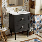 ZUN 24'' Bathroom Vanity with Ceramic Sink Combo Set, Solid Wood Frame Modern Bathroom Storage N710P195621B