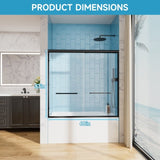 60" W x 57" H Aluminum Frame Double Sliding Shower Door, Soft-Close Matte Black Bathtub Door, 1/4" W3377P308205