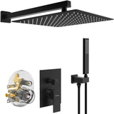 Male NPT Bathtub Shower Faucet Set, Waterfall Tub Faucet with 12-Inch Matte Black Rain Shower Head 54768134