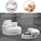 Welike Swivel Accent Barrel Modern Sofa Lounge Club Big Round Chair with Storage Ottoman W83469823