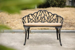 ZUN Tulip Patio Garden Bench Metal Park Bench Cast Aluminum Outdoor Furniture with Floral Rose for W640P250986