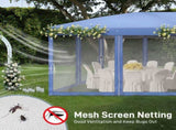 10x20 ft Blue Pop Up Canopy Tent, Instant Folding Shelter with 6 Mesh 02852761