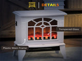 White Electric Fireplace Heater, Freestanding Stove with Realistic Flames, Overheating Protection & 07595653