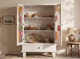 French Country Accent Cabinet with 2 Glass Doors and Drawers,Tall Storage Cabinet With ,Modern W2263P505436