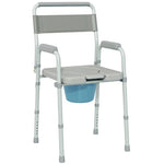 ZUN Grey multi-functional portable toilet chair with adjustable height 05796679